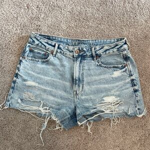 American Eagle Outfitters Ripped Light Blue Jean Shorts